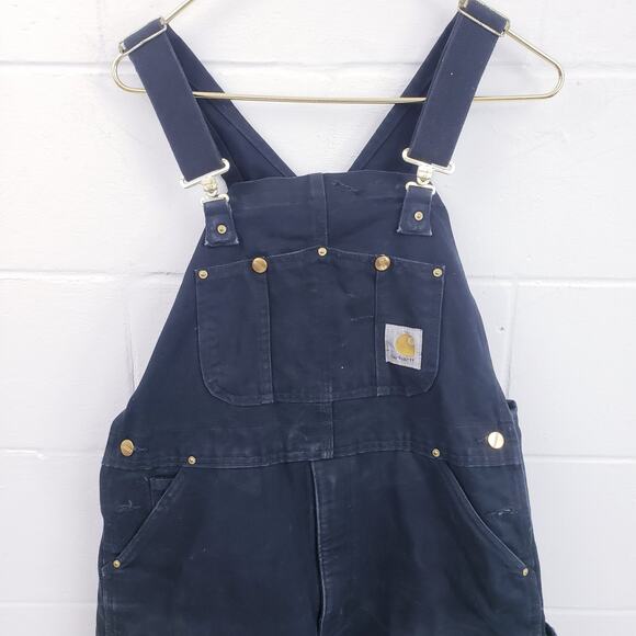 Carhartt Overalls Mens 36x30 Black Bib Double Knee Insulated R02 BLK - Picture 3 of 11